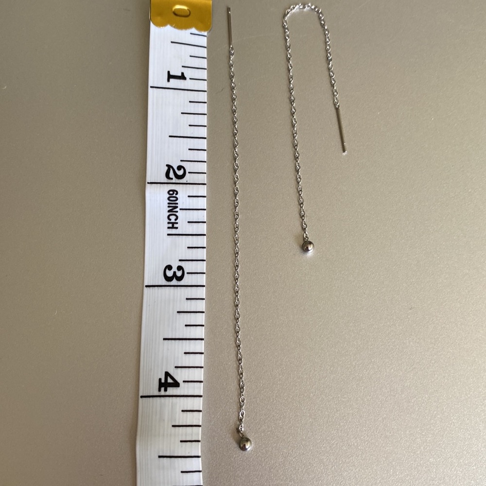 🆕NIP: 925 Ball Bead Dangle Threader Earrings - Picture 6 of 6